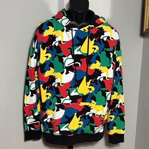 Hot Topic Cat Camo Medium Multicolored Hoodie Sweatshirt - Picture 1 of 4